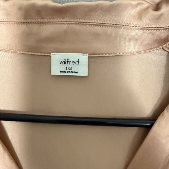 Wilfred Aritzia Silky Front Tie Crop Blouse Top 2XS Orange Minimalist Cupro XXS - Picture 10 of 10